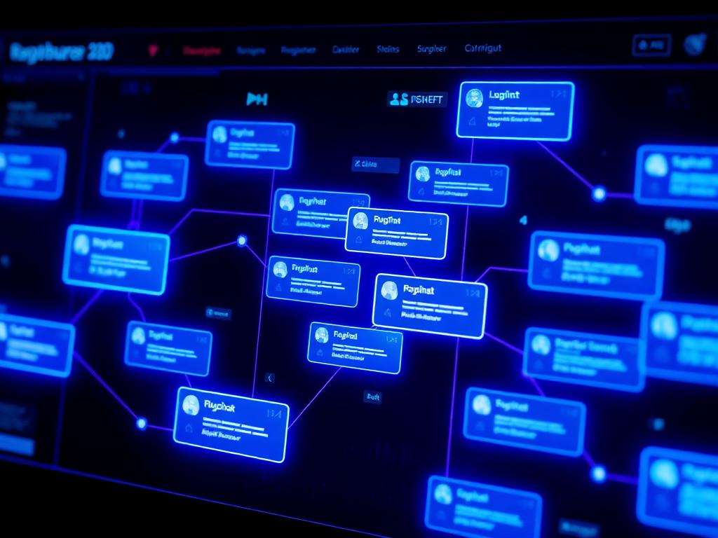 Painel de atendimento com mensagens sendo classificadas e encaminhadas automaticamente